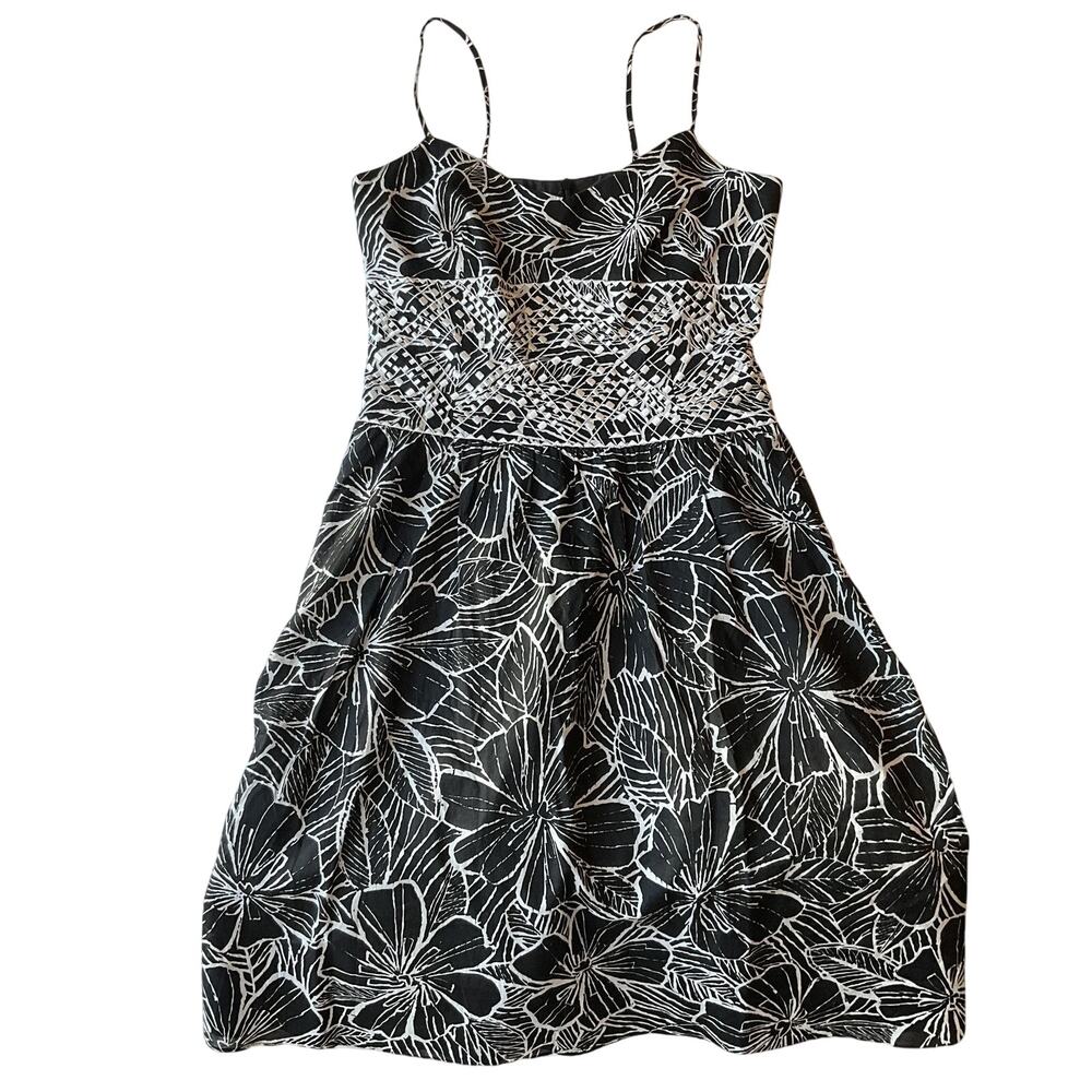 Positive Attitude Women Midi Dress 6 Tall Black Floral Fit & Flare Sleeveless